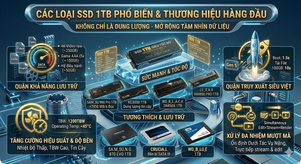 Các Loại SSD 1TB Phổ Biến Hiện Nay