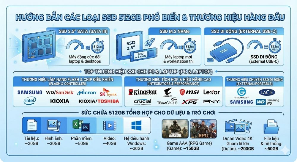 Các Loại SSD 512GB Phổ Biến Hiện Nay
