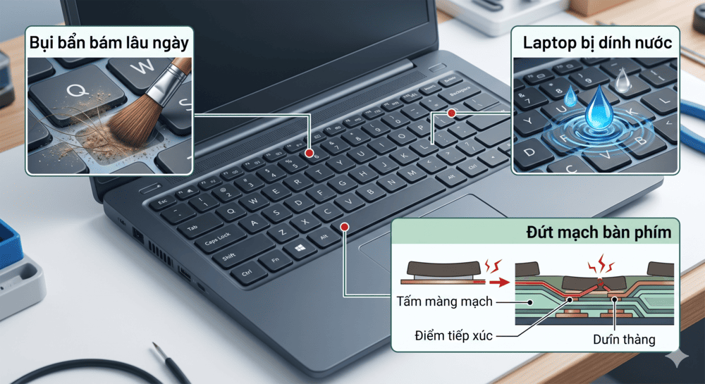 2. Nguyên nhân khiến bàn phím laptop bị liệt một số phím