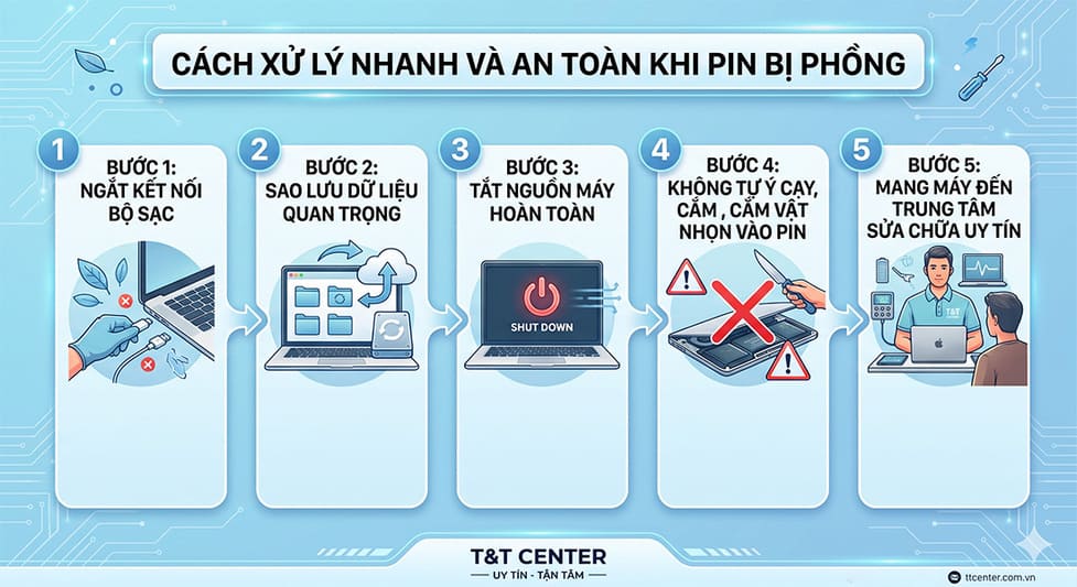 3. Cách Xử Lý Nhanh Và An Toàn Khi Pin Bị Phồng