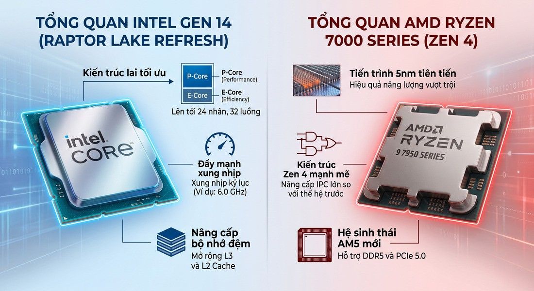 1. Tổng quan về Intel Gen 14 và AMD Ryzen 7000 Series