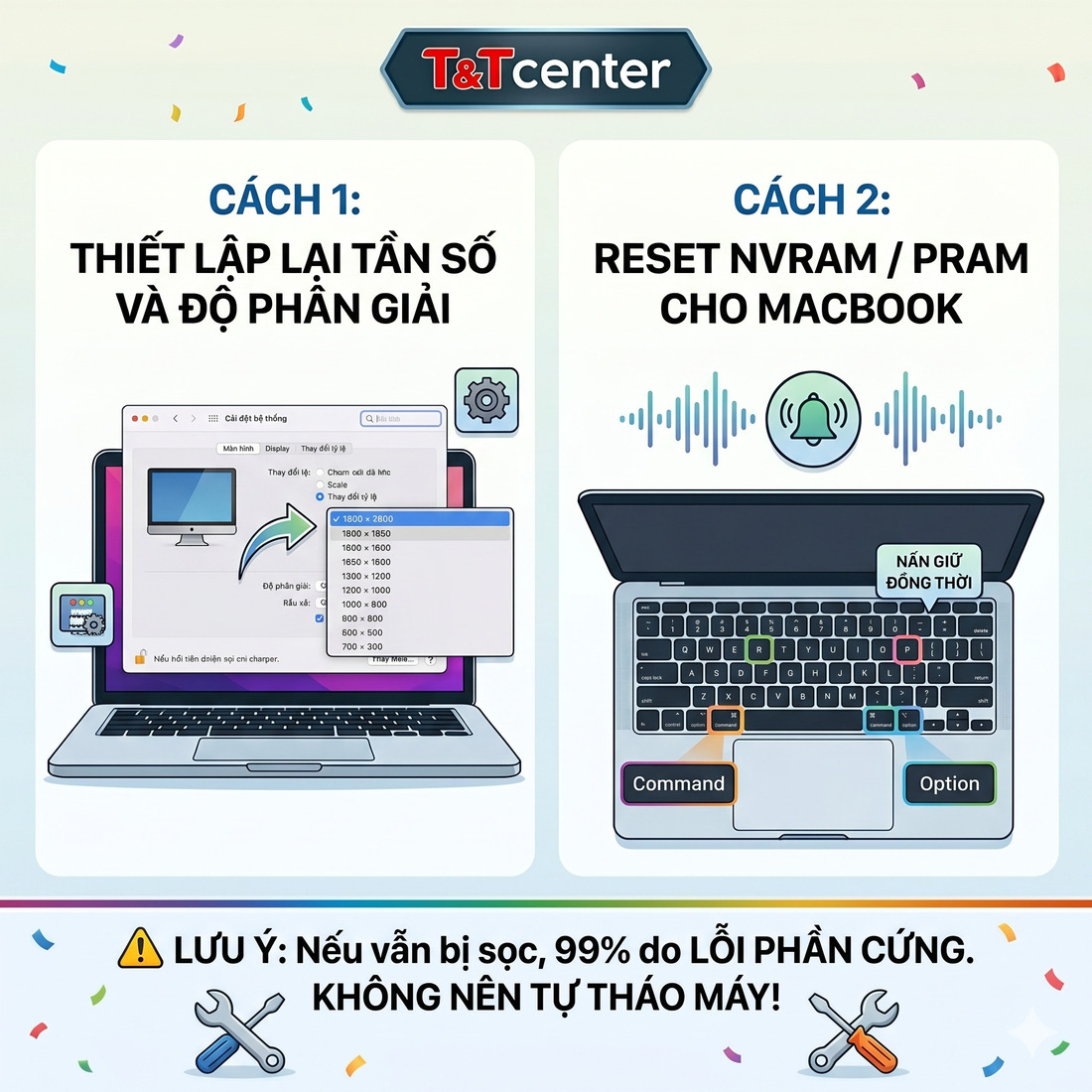 2. Cách khắc phục lỗi màn hình MacBook bị sọc tại nhà (Nếu do phần mềm)