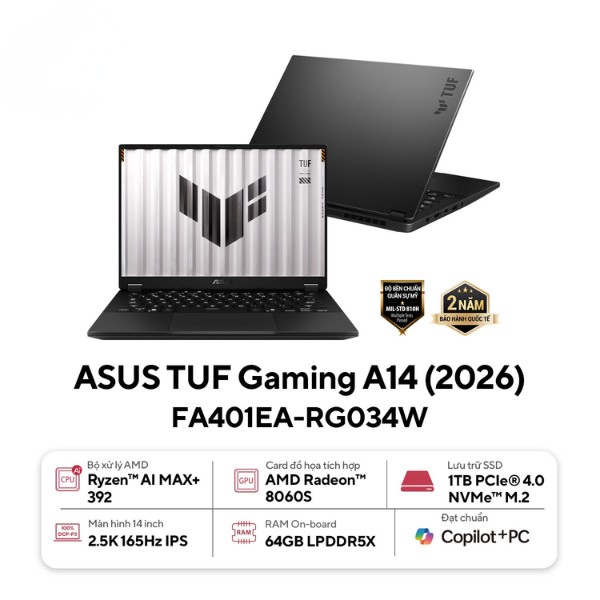 Asus TUF Gaming FA401EA - RG034W | RYZEN AI MAX+ 392 64GB 1TB 14 inch WQXGA 165Hz Win11 (New)