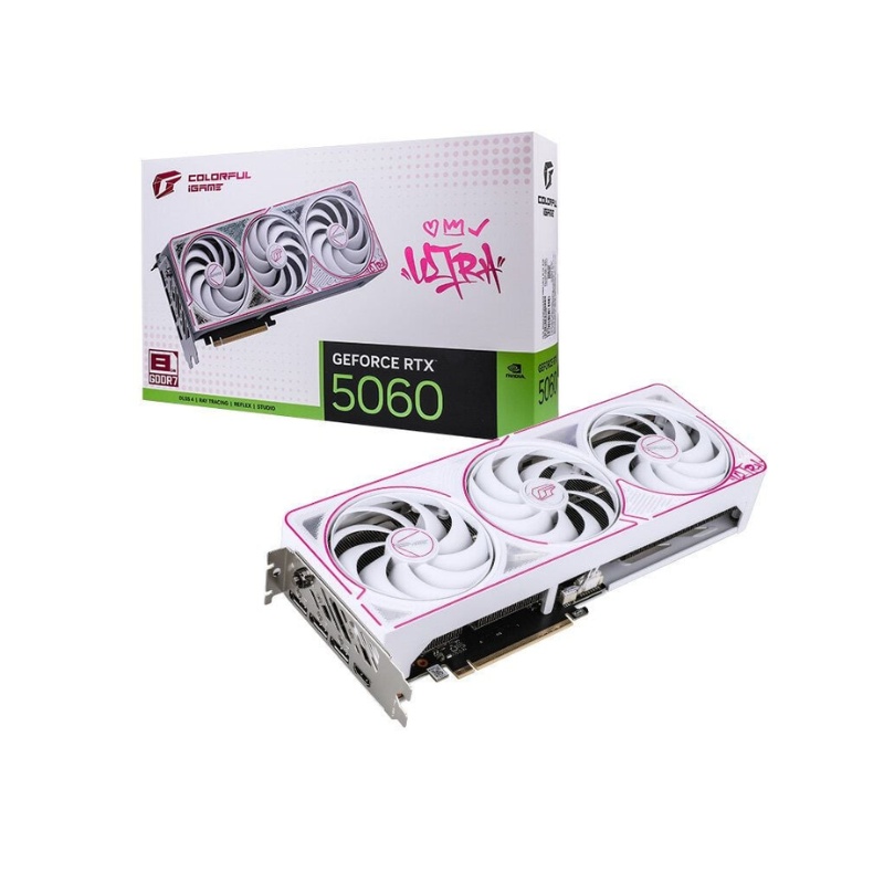 Card màn hình VGA COLORFUL IGAME RTX 5060 ULTRA WHITE OC 8GB-V 3 Fan (IGAME-RTX5060-ULTRA-WHITE-8G)