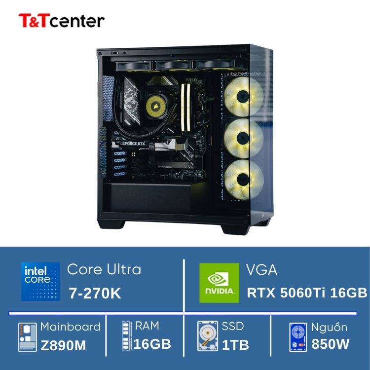 PC GAMING Core Ultra 7 270K | 16GB 1TB RTX 5060Ti 16GB 850W