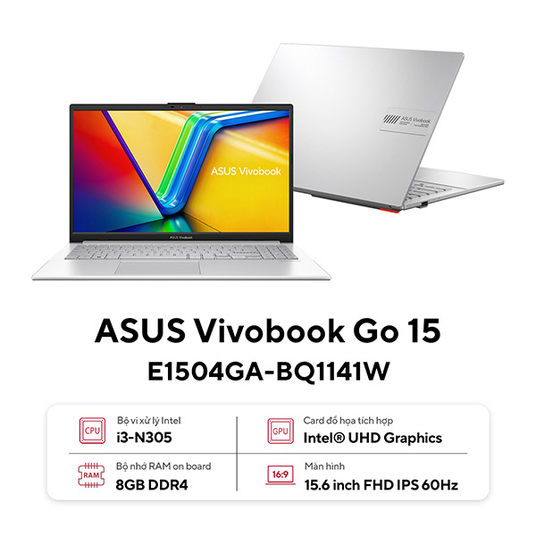 Asus Vivobook Go 15 E1504GA-BQ1141W | Core i3-N305 RAM 8GB SSD 256GB 15.6'' FHD (New)