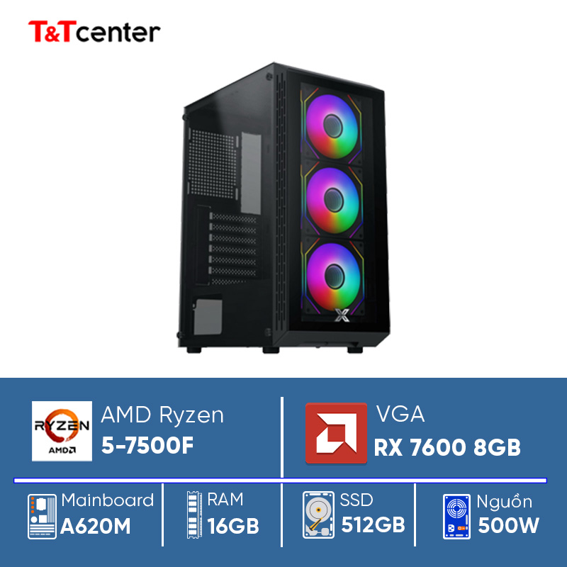 PC AMD Ryzen 5 - 7500F | 16GB 512GB RX 7600 8GB