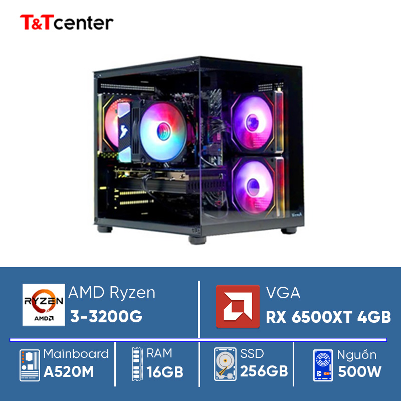 PC GAMING Ryzen 3 3200G | 16GB 256GB RX 6500XT 4GB Màn hình 22in 100Hz