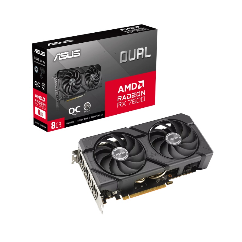 Card màn hình VGA ASUS RX7600 8G DUAL EVO OC (ASUS-DUAL-RX7600-O8G-EVO)
