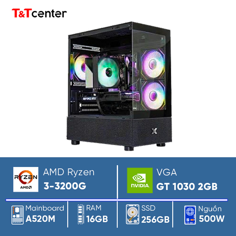 PC GAMING Ryzen 3 3200G | 16GB 256GB GT 1030 2GB Màn hình 22in 100Hz