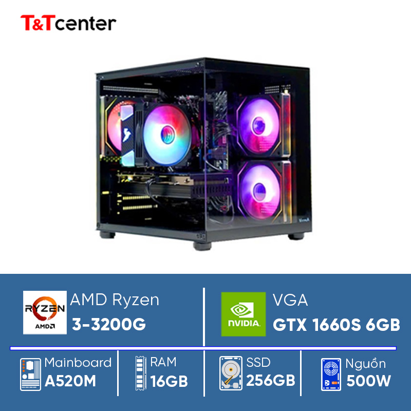 PC GAMING Ryzen 3 3200G | 16GB 256GB GTX 1660S 6GB Màn hình 22in 100Hz