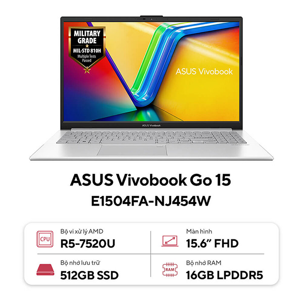 Asus Vivobook Go 15 E1504FA-BQ1150W | Ryzen™ 5-7520U 16GB 512GB AMD Radeon™ Graphics 15.6'' FHD (New)