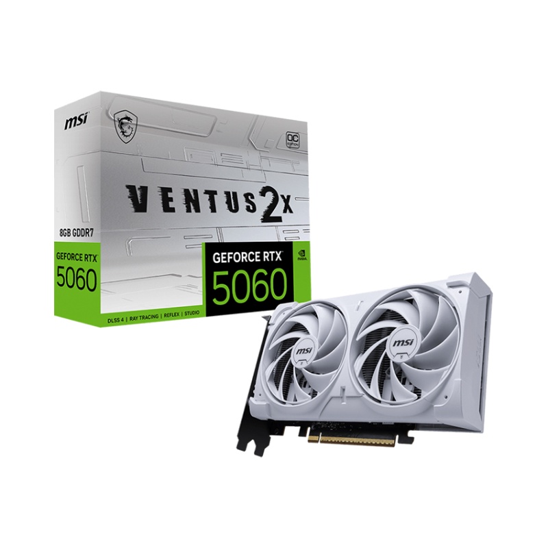 Card màn hình VGA MSI RTX 5060 8GB VENTUS 2X OC WHITE (MSI-RTX5060-VENTUS-2X-8G-WHITE)