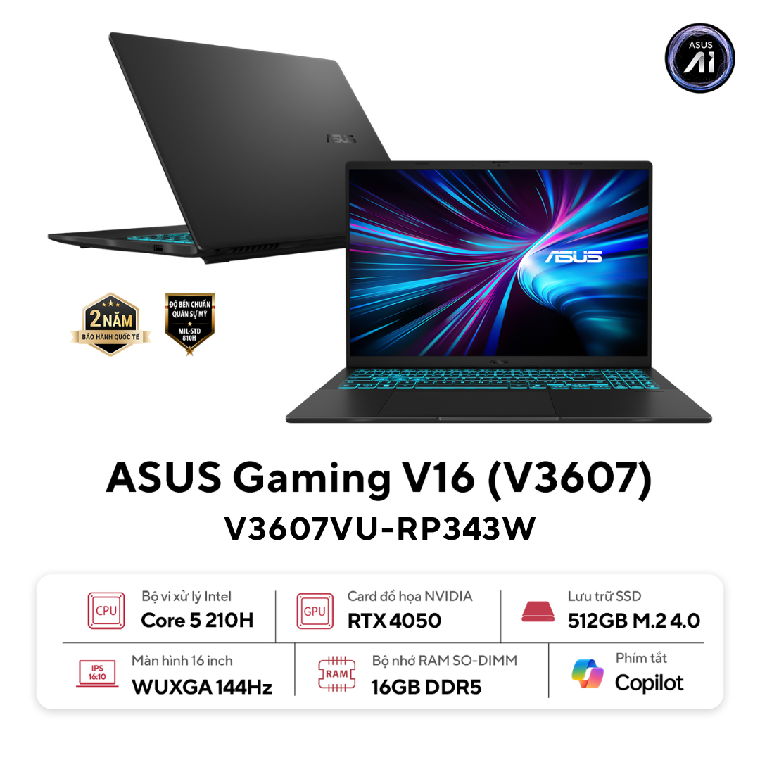 ASUS Gaming V16 (V3607VU-RP343W) | Core 5-210H 16GB 512GB RTX 4050 16'' WUXGA (New)
