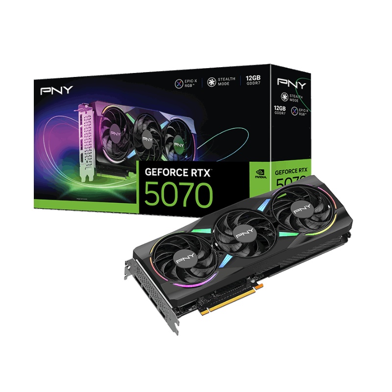 Card màn hình VGA PNY RTX 5070 12GB OC ARGB EPIC-X RGB 3 Fan (PNY-RTX5070-12G-EPICX)