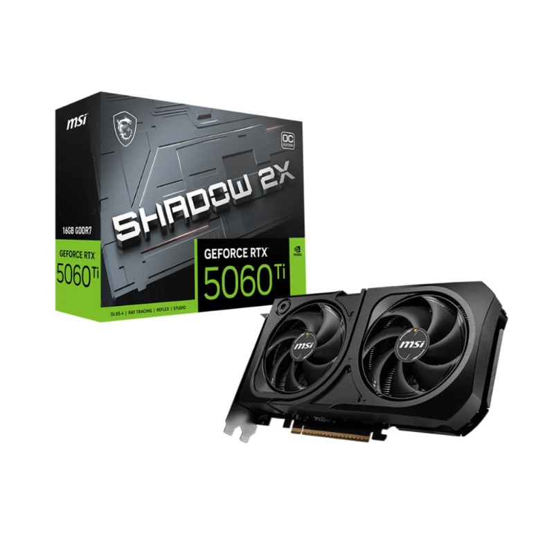 Card màn hình VGA MSI RTX 5060 TI 16GB SHADOW 2X OC PLUS (MSI-RTX5060TI-SHADOW-2X-16G)